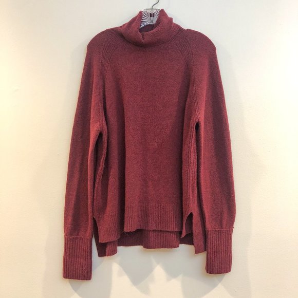 J. Crew Sweaters - J. Crew Maroon Turtleneck Knit Nylon Wool Alpaca Blend Sweater Women's L
